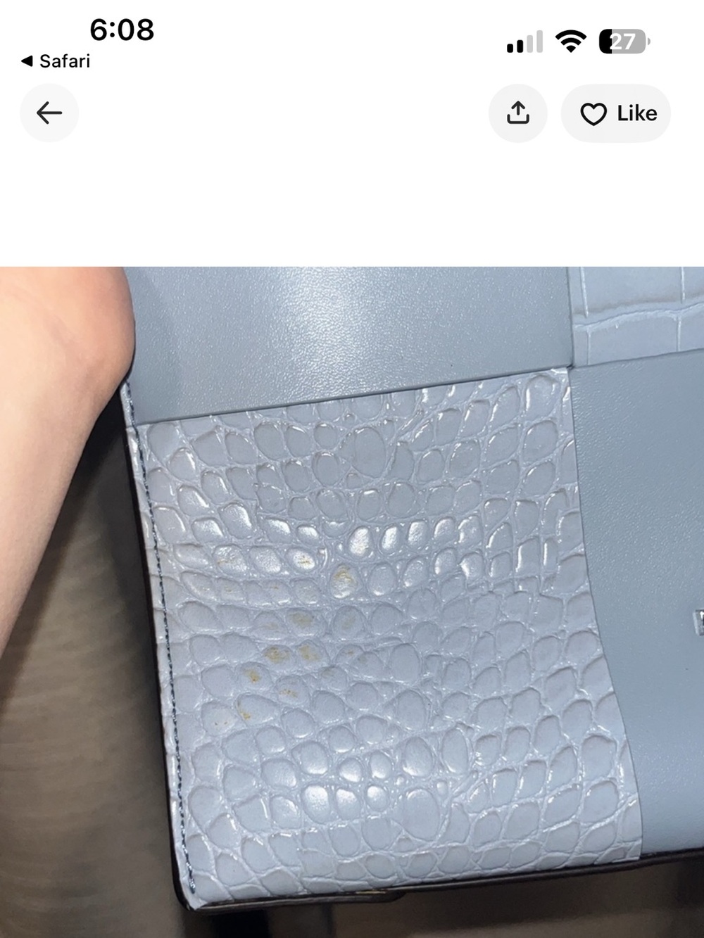 Michael Kors Light Gray Croc-Embossed Tote NEW - Picture 7 of 14